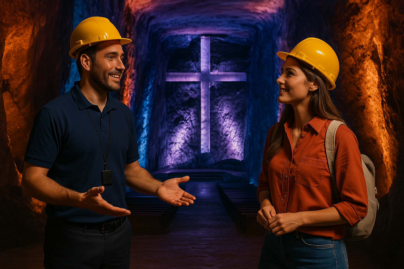 city tour a zipaquira dos personas disfrutando el tour en la mina de sal