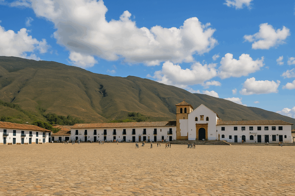 Imagen que muestra la hermosa plaza de villa de leyva